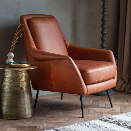 Brompton Armchair - Brown Leather