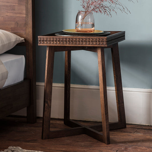 Boho Bedside Table - Brown