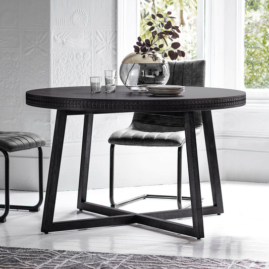 Boho Boutique Round Dining Table - Black