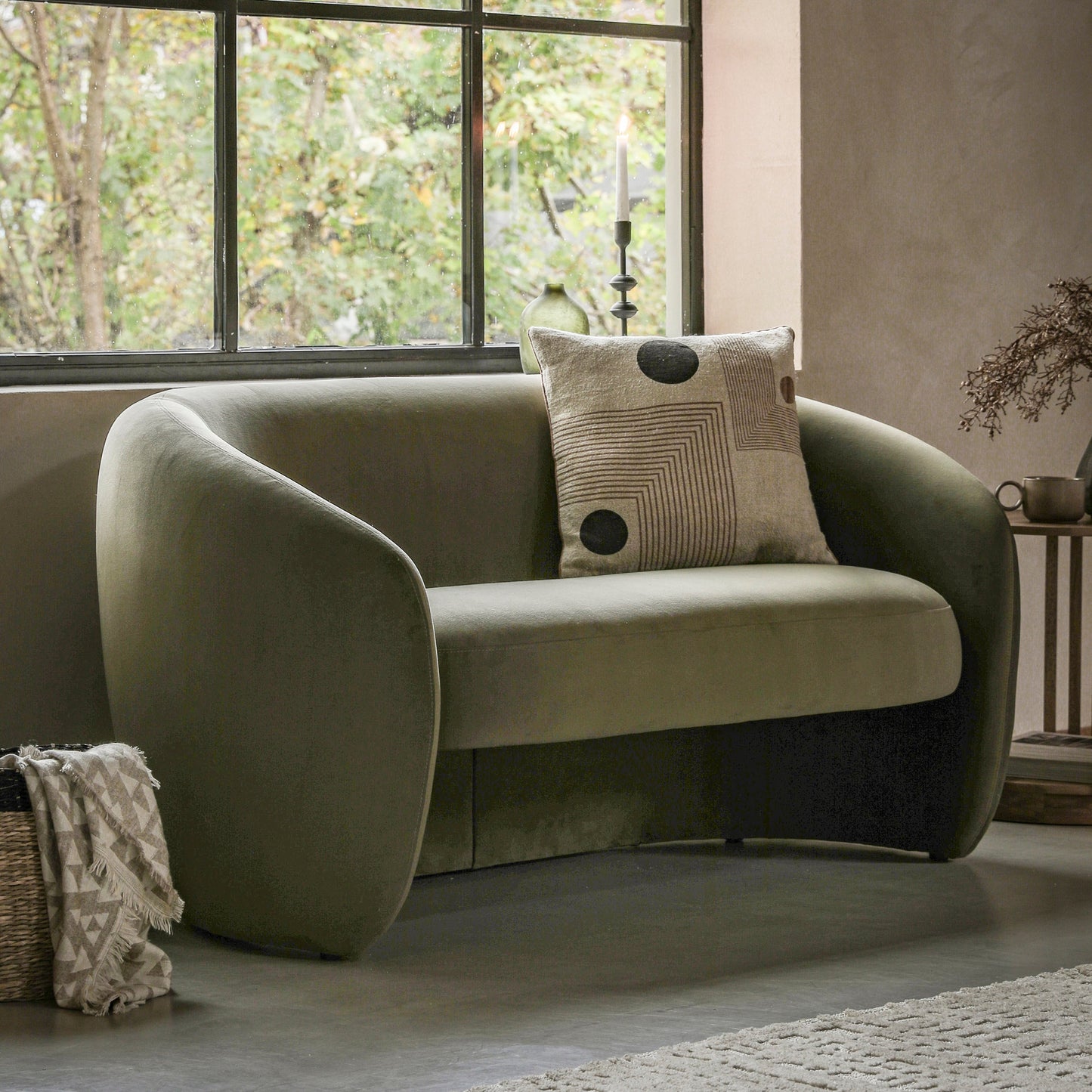 Curvo 2 Seater Sofa - Moss Green