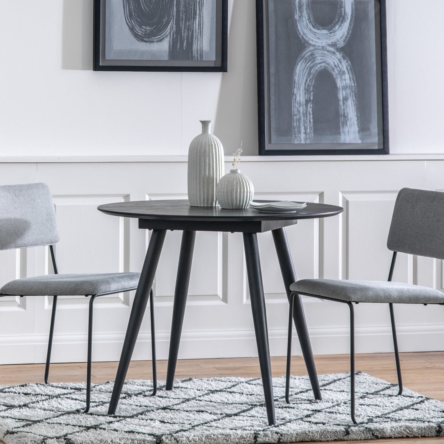 Astley Round Dining Table - Black - hdesign - Dining Tables