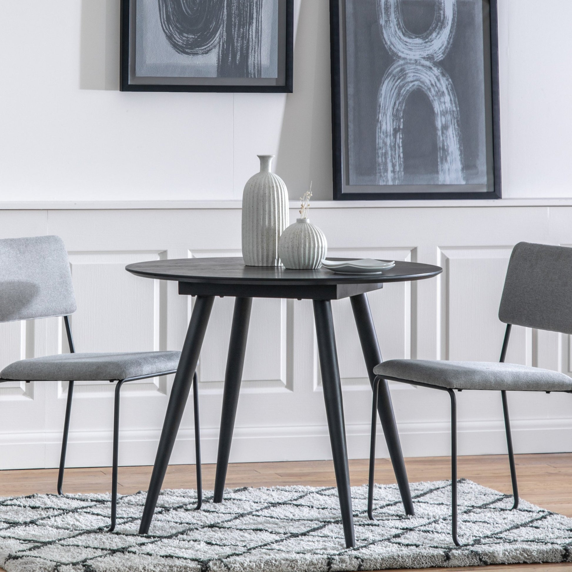 Astley Round Dining Table - Black - hdesign - Dining Tables