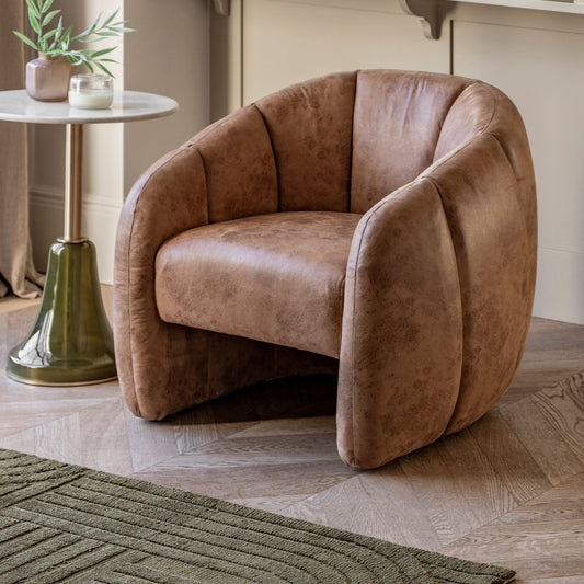 Atella Tub Chair - Antique Tan leather - hdesign - Armchairs