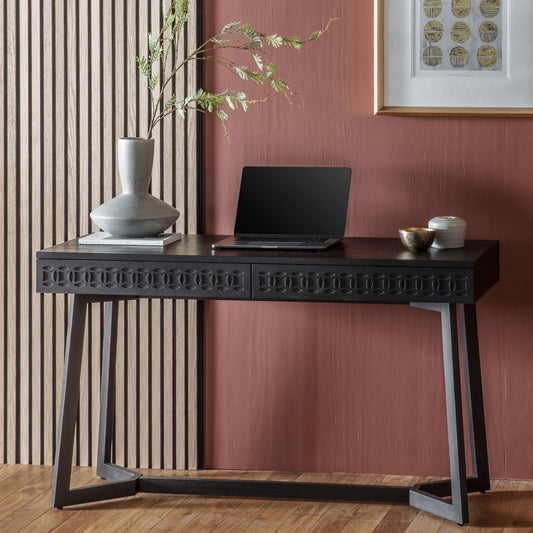 Boho Boutique 2 Drawer Desk - Black - hdesign - Desks