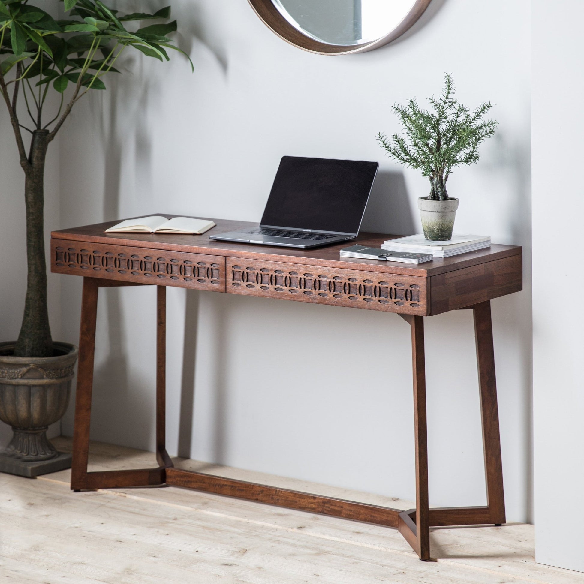Boho Retreat 2 Drawer Desk - Brown - hdesign - Desks
