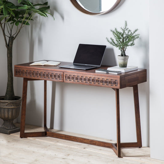 Boho Retreat 2 Drawer Desk - Brown - hdesign - Desks