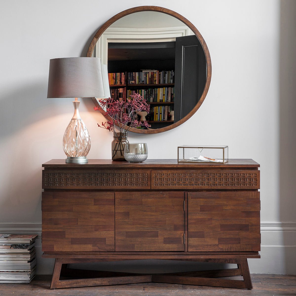 Boho Retreat 3 Drawer Sideboard - Brown - hdesign - Sideboards