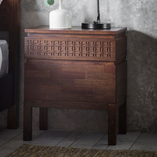 Boho Retreat Bedside 2 Drawer Chest - Brown - hdesign - Bedside Tables