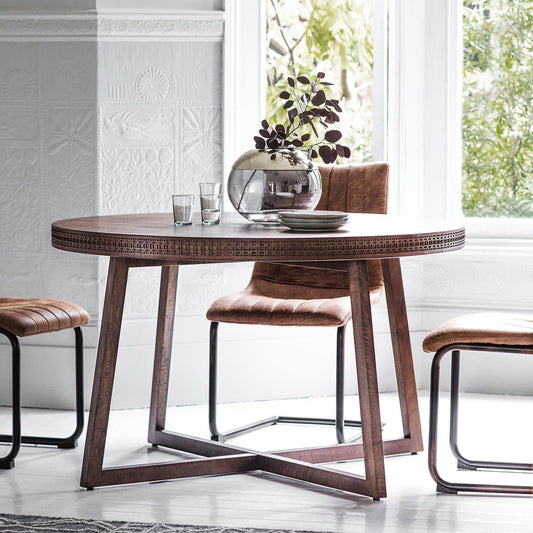 Boho Retreat Round Dining Table - Brown - hdesign - Dining Tables