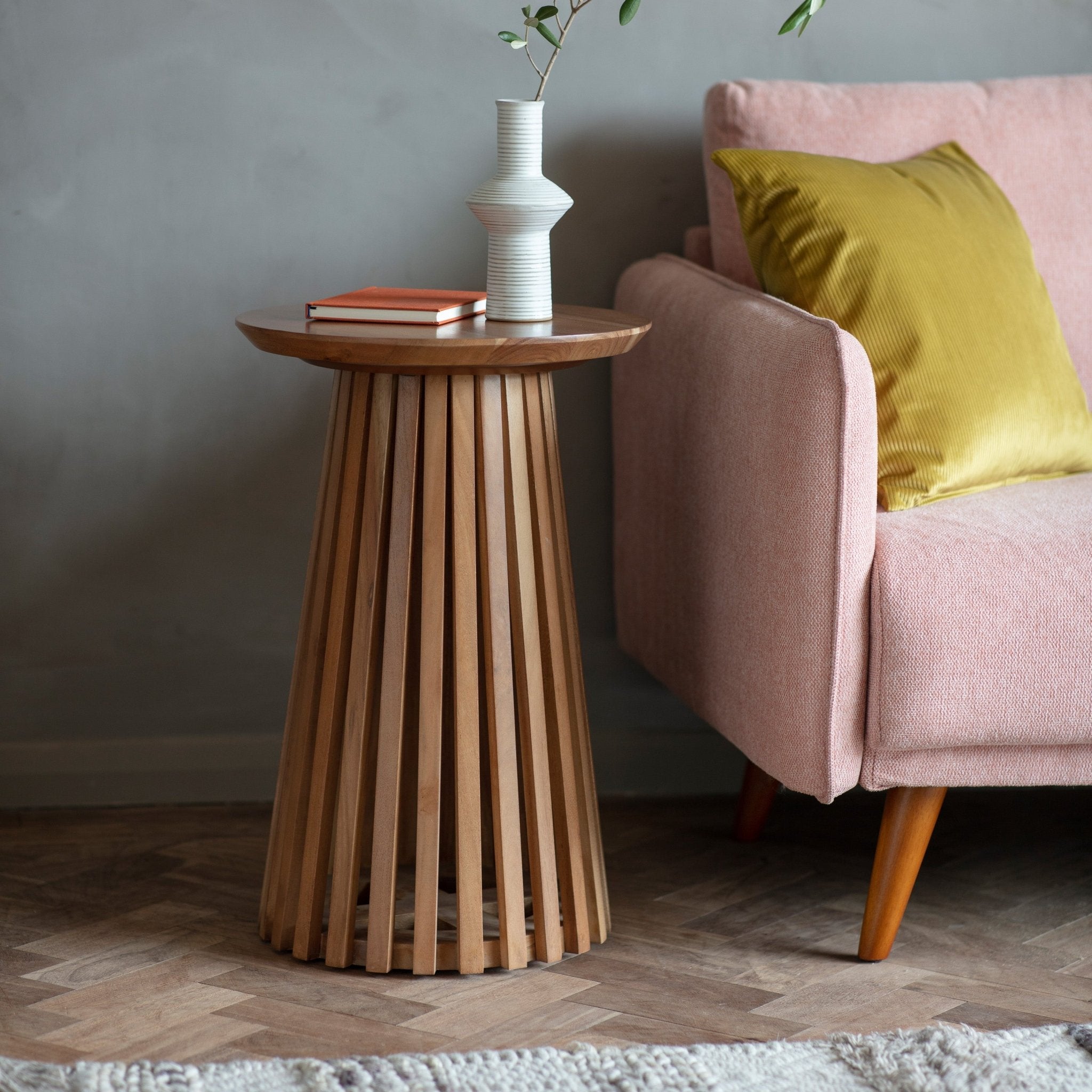 Brookland Slatted Side Table - hdesign - Side Tables