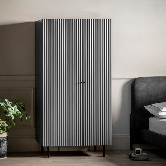 Buckhurst 2 Door Wardrobe - Grey - hdesign - Wardrobes