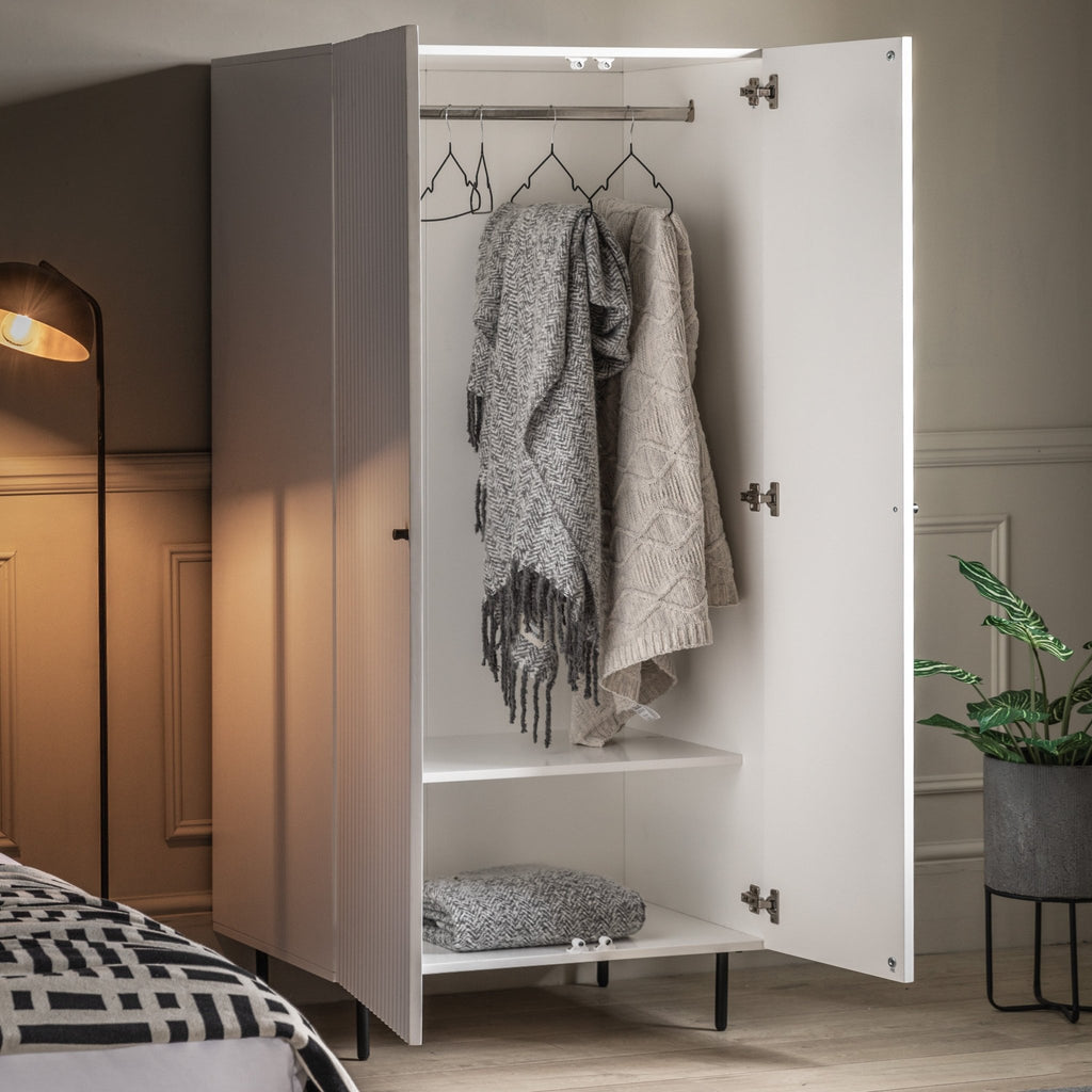 Buckhurst 2 Door Wardrobe - White - hdesign - Wardrobes