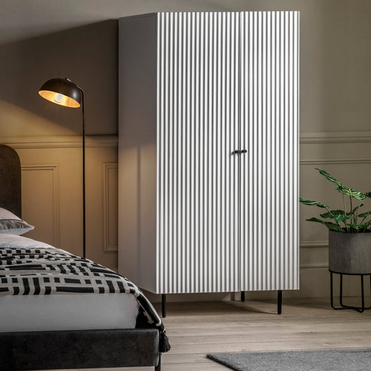 Buckhurst 2 Door Wardrobe - White - hdesign - Wardrobes