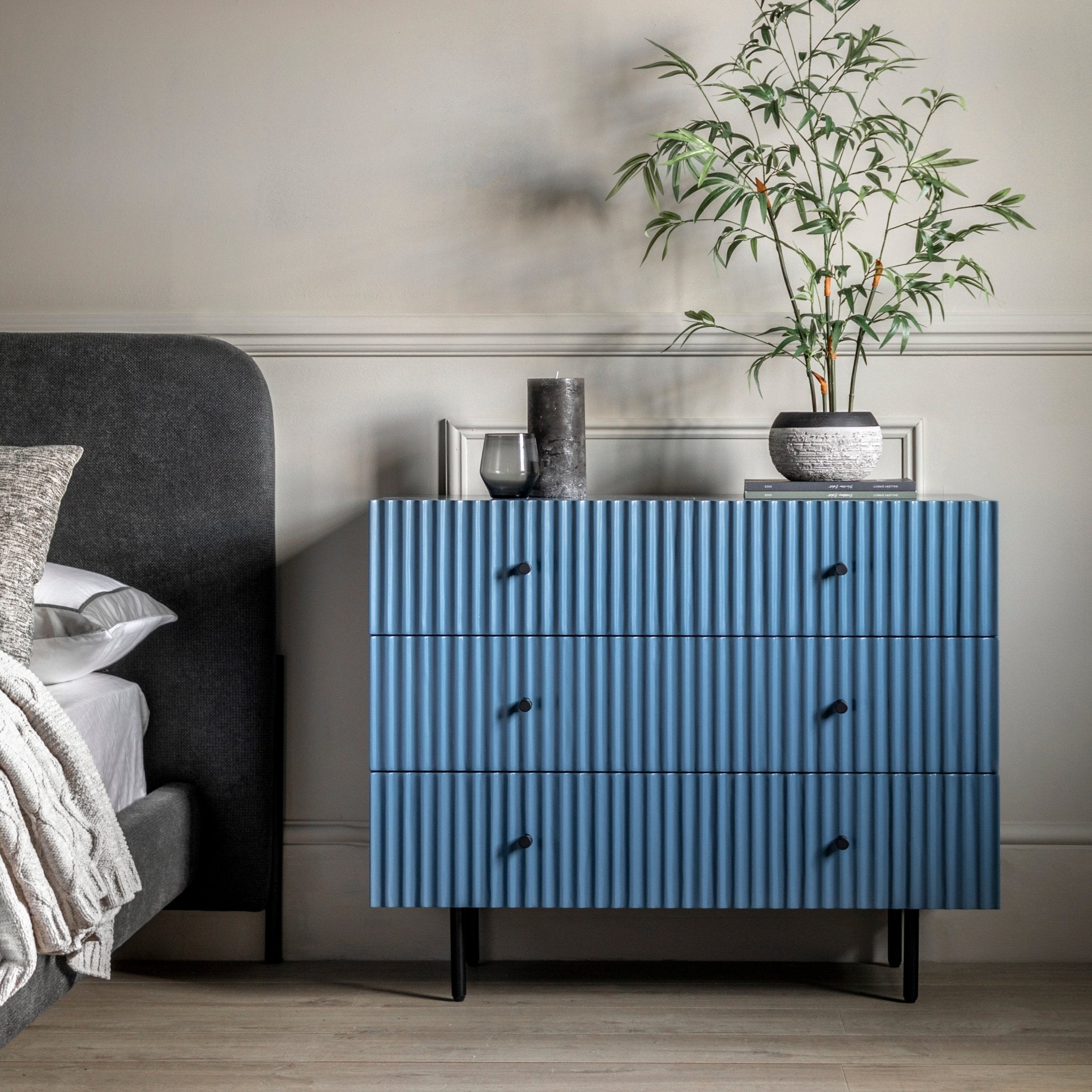 Buckhurst 3 Drawer Chest - Blue - hdesign - Chest of Drawers
