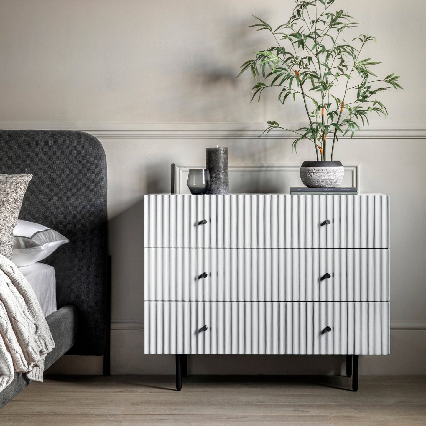 Buckhurst 3 Drawer Chest - White - hdesign - Chest of Drawers