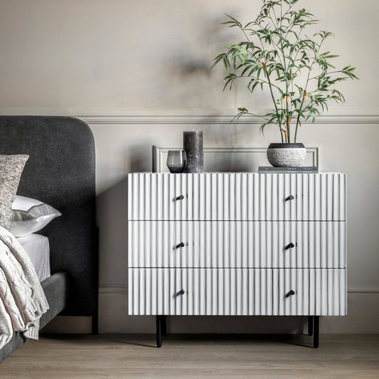 Buckhurst 3 Drawer Chest - White - hdesign - Chest of Drawers