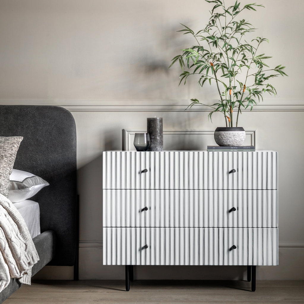 Buckhurst 3 Drawer Chest - White - hdesign - Chest of Drawers