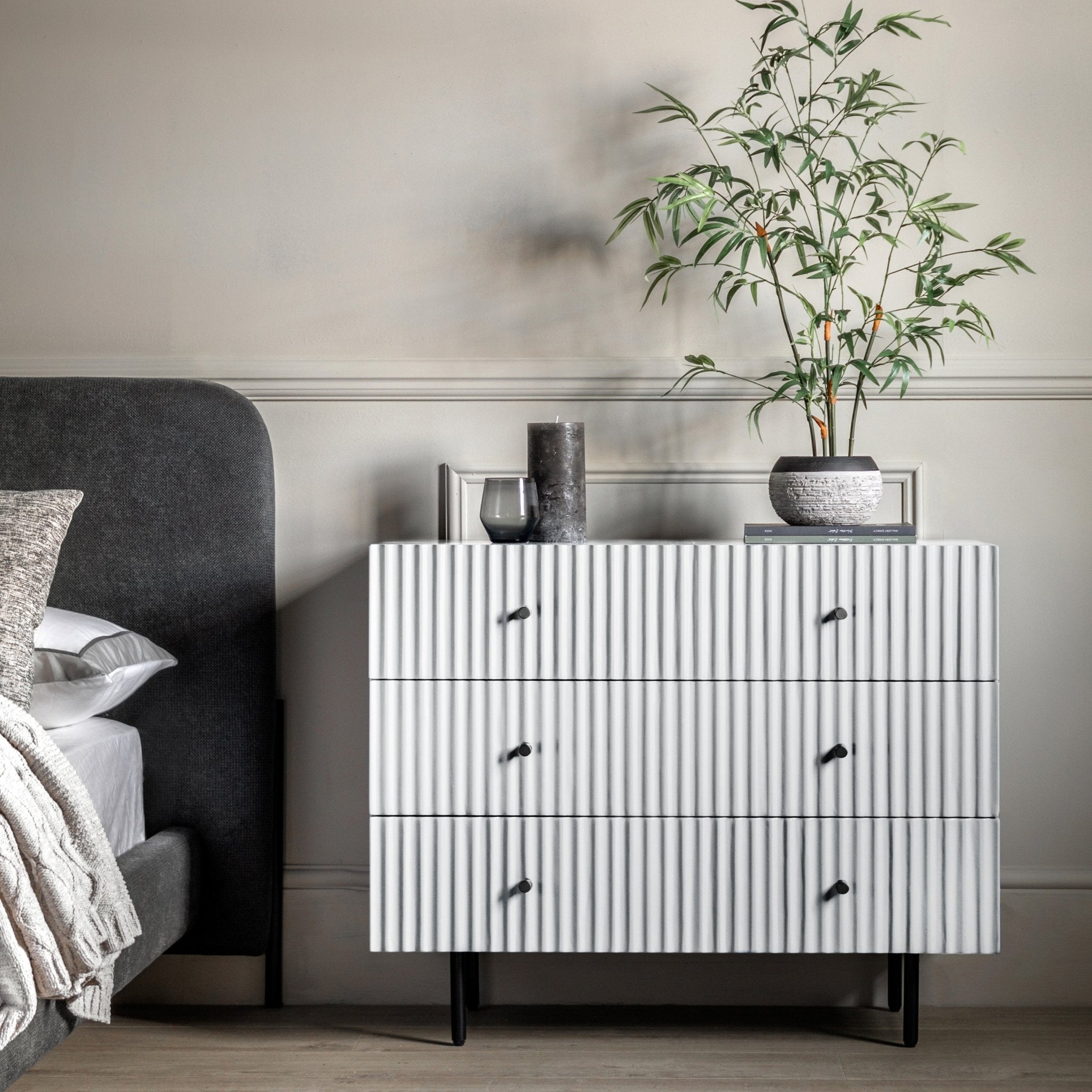 Buckhurst 3 Drawer Chest - White - hdesign - Chest of Drawers