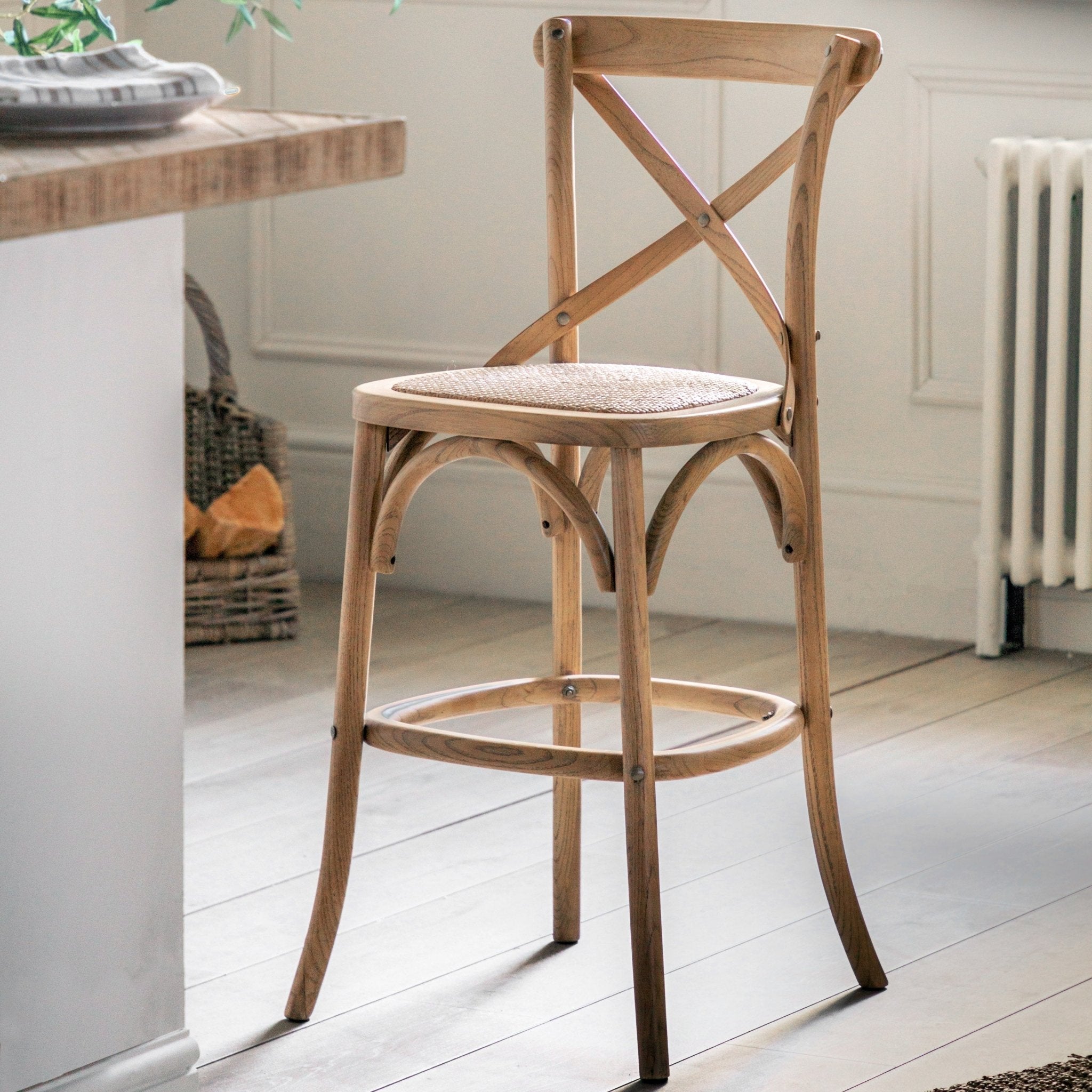 Cafe Stool Natural/Rattan (2pk) - hdesign - Stools