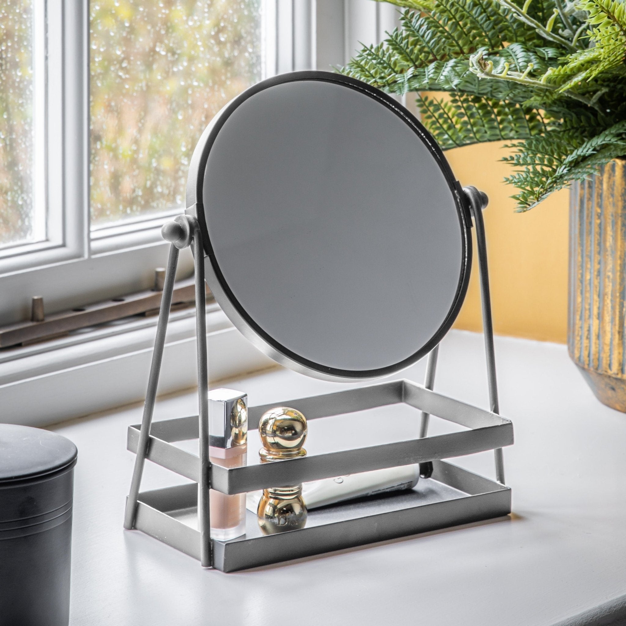 Carly Vanity Mirror w/Tray Silver - hdesign - Mirrors