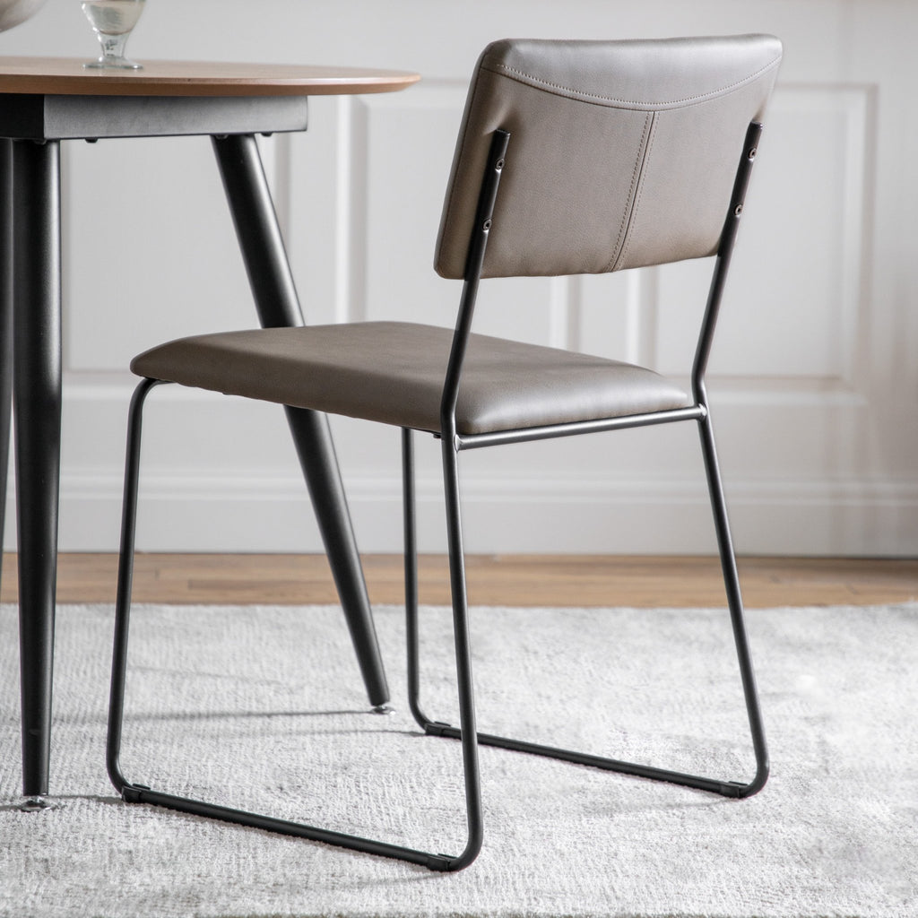 Chalkwell Dining Chair - Silver Faux Leather (2pk) - hdesign - Dining Chairs