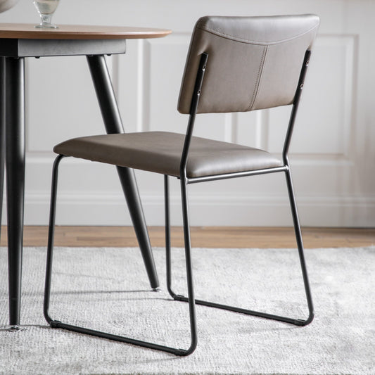 Chalkwell Dining Chair - Silver Faux Leather (2pk) - hdesign - Dining Chairs