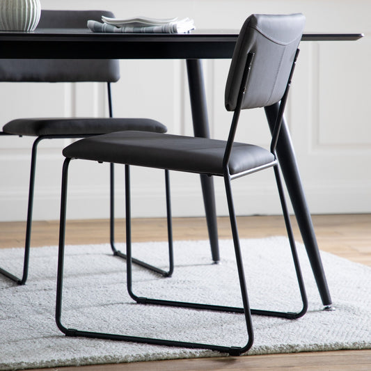 Chalkwell Dining Chair - Slate Faux Leather (2pk) - hdesign - Dining Chairs