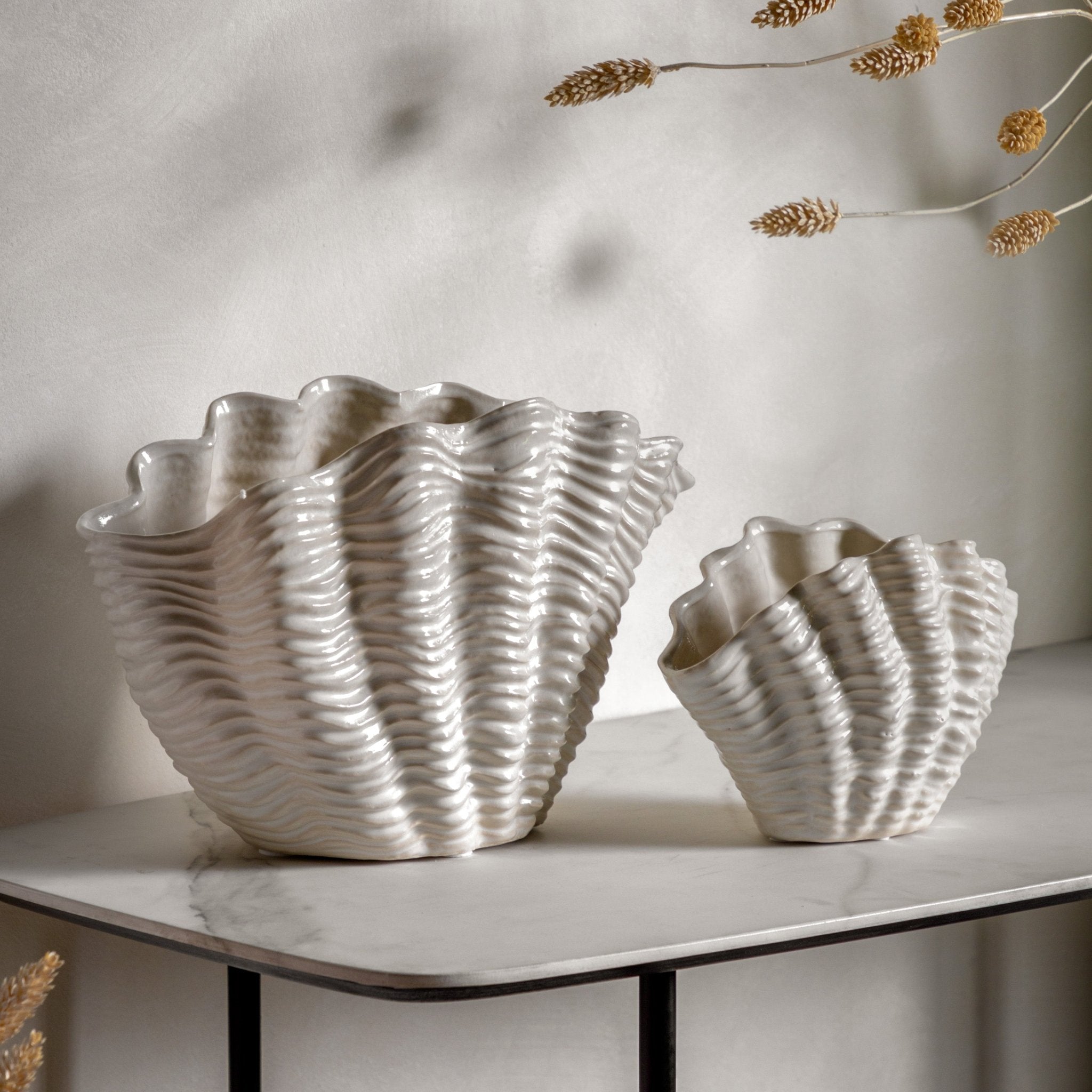 Clam Vase - White - Small - hdesign - Vases
