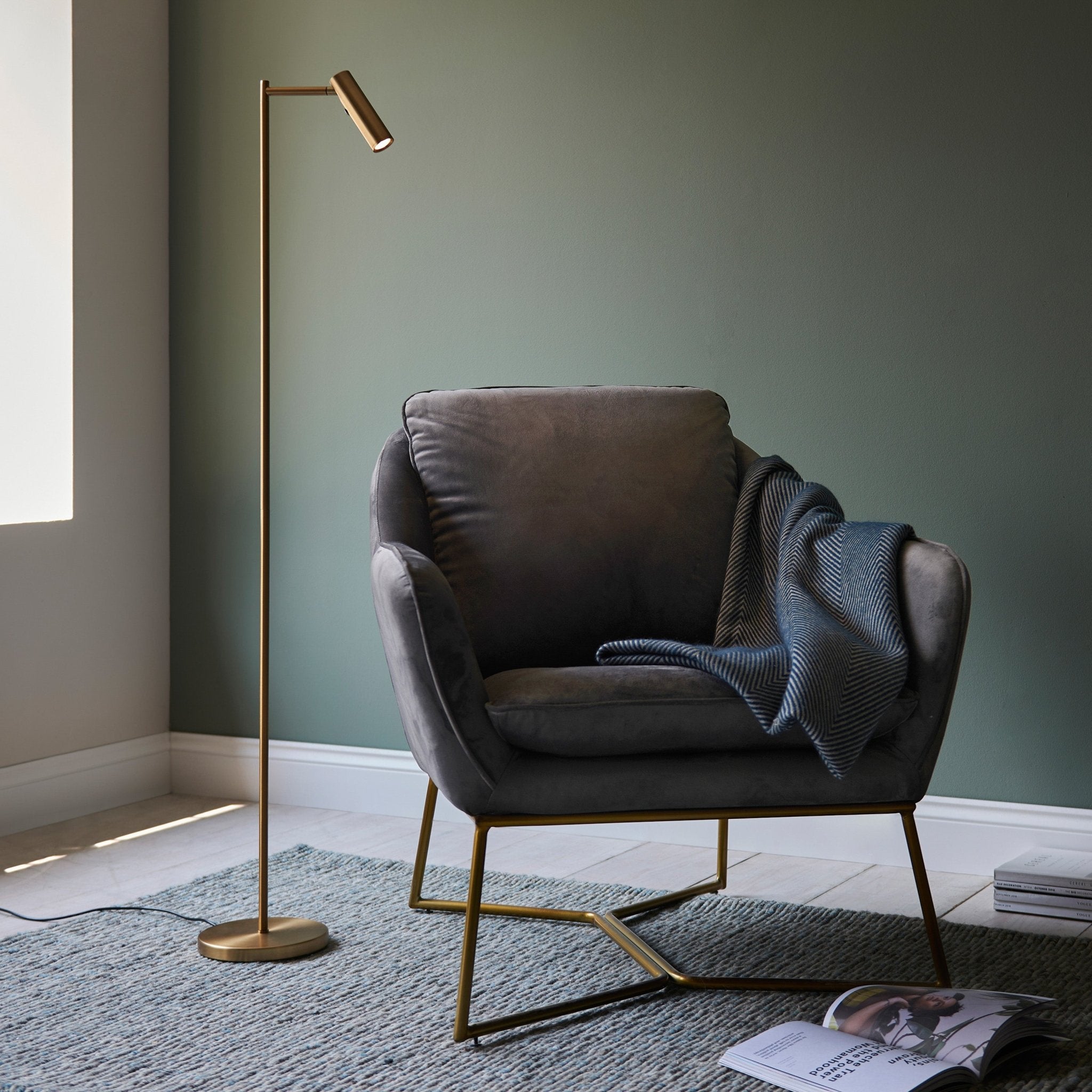 Dedicated Reader 1 Floor Lamp - Satin Warm Brass - hdesign - Floor Lamps