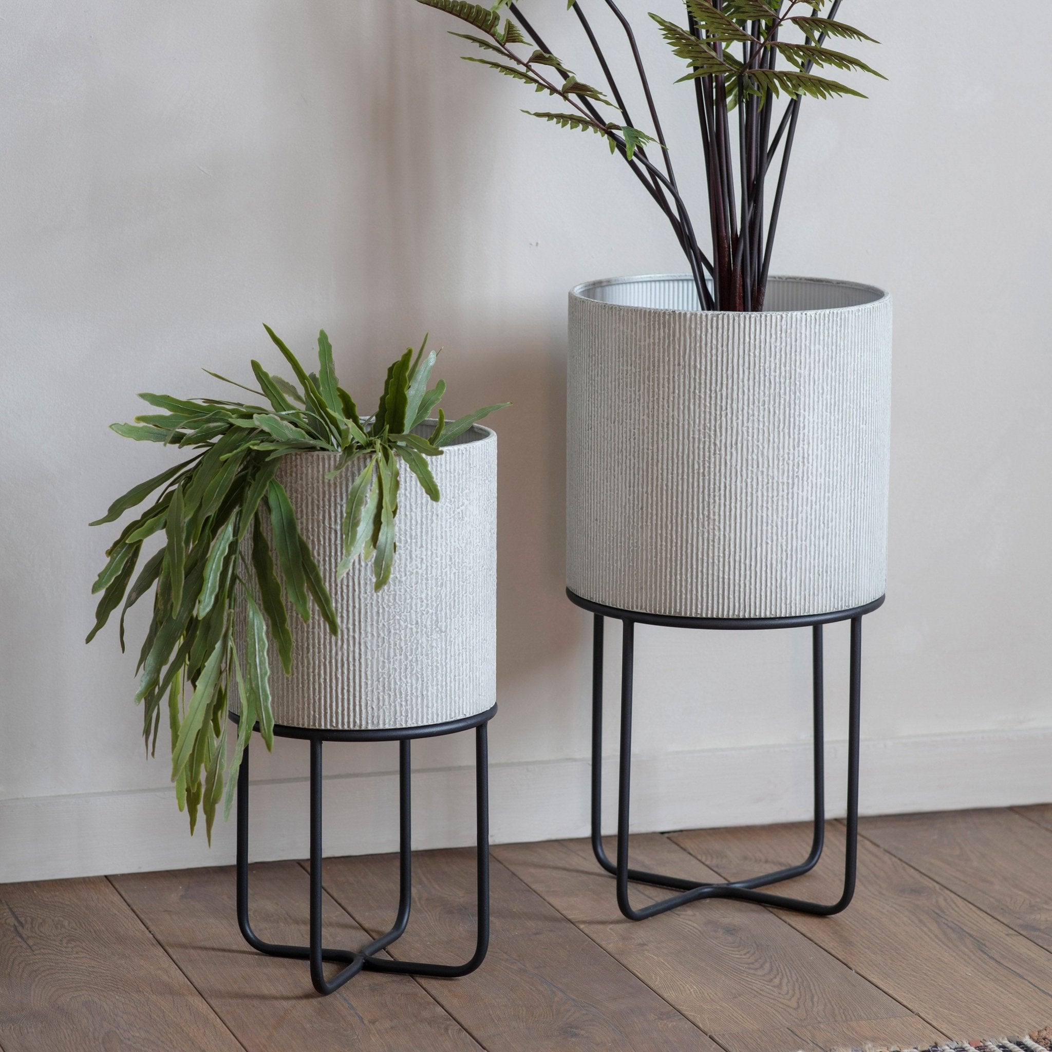 Eda Metal Planter - Set of 2 - White - hdesign - Planters