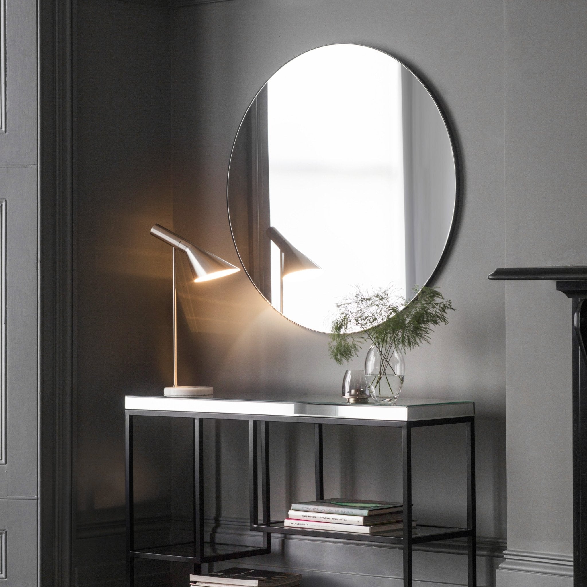 Hayle Round Mirror Black - hdesign - Mirrors