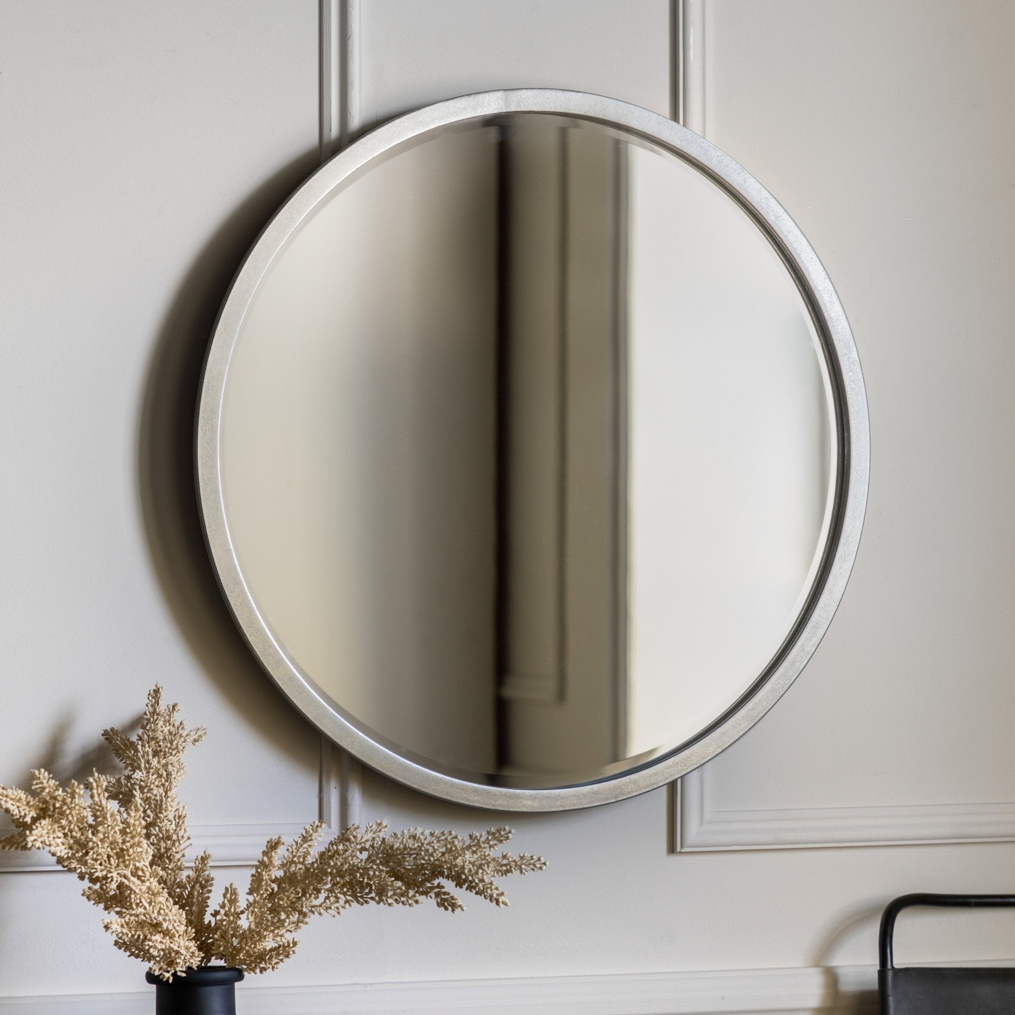 Higgins Round Mirror Antique Silver - hdesign - Mirrors