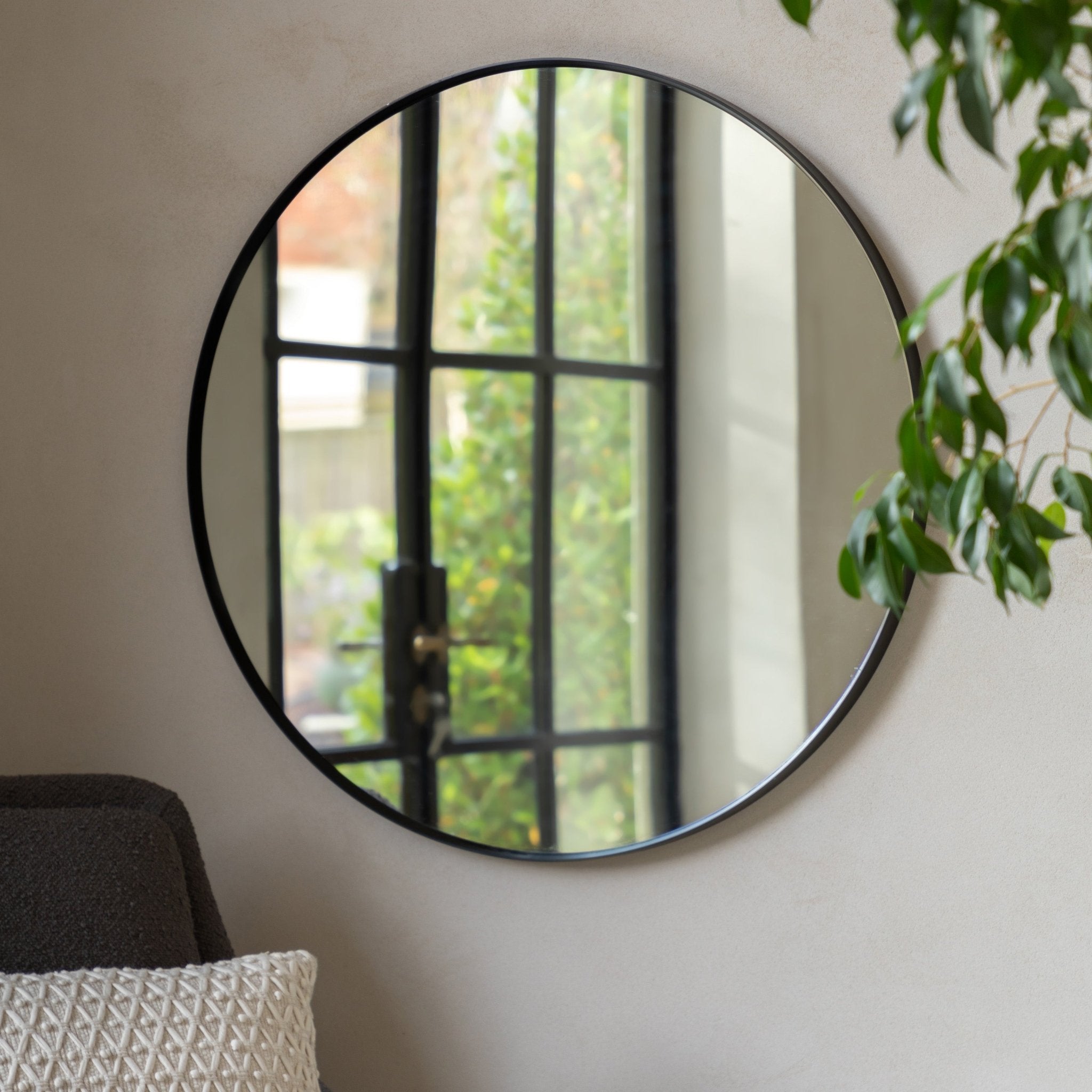 Holworth Large Round Mirror Black - hdesign - Mirrors