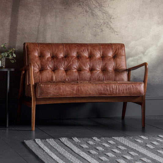 Humber 2 Seater Sofa - Vintage Brown Leather - hdesign - 2 Seater Sofas