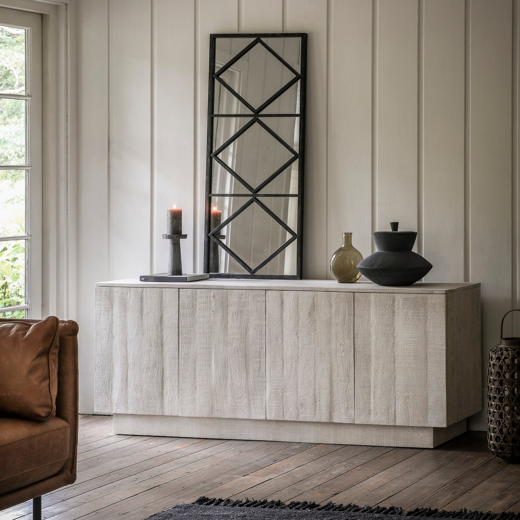 Iowa 4 Door Sideboard Whitewash - hdesign - Sideboards