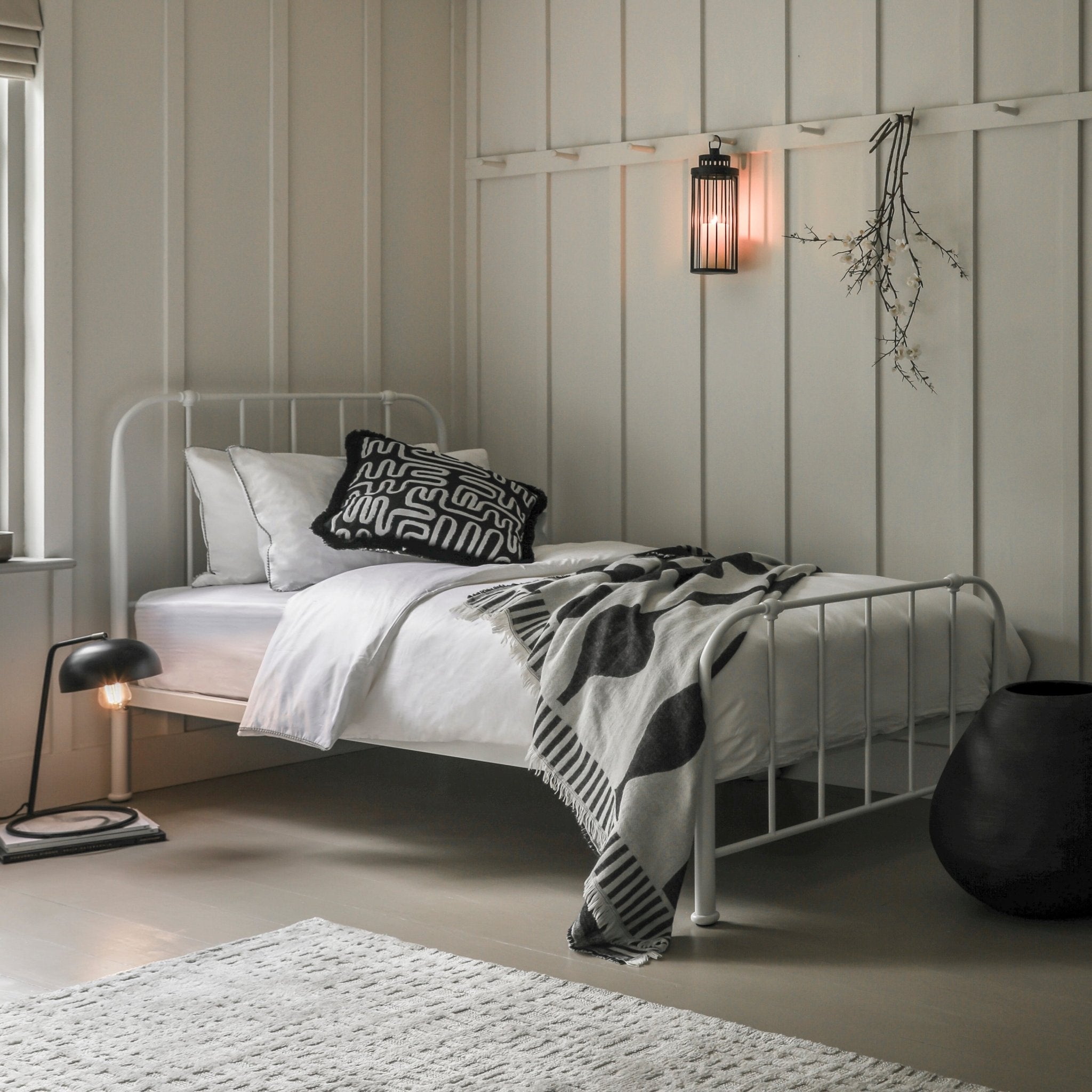 Loughton Bedstead - Ivory - Single - hdesign - Side Tables