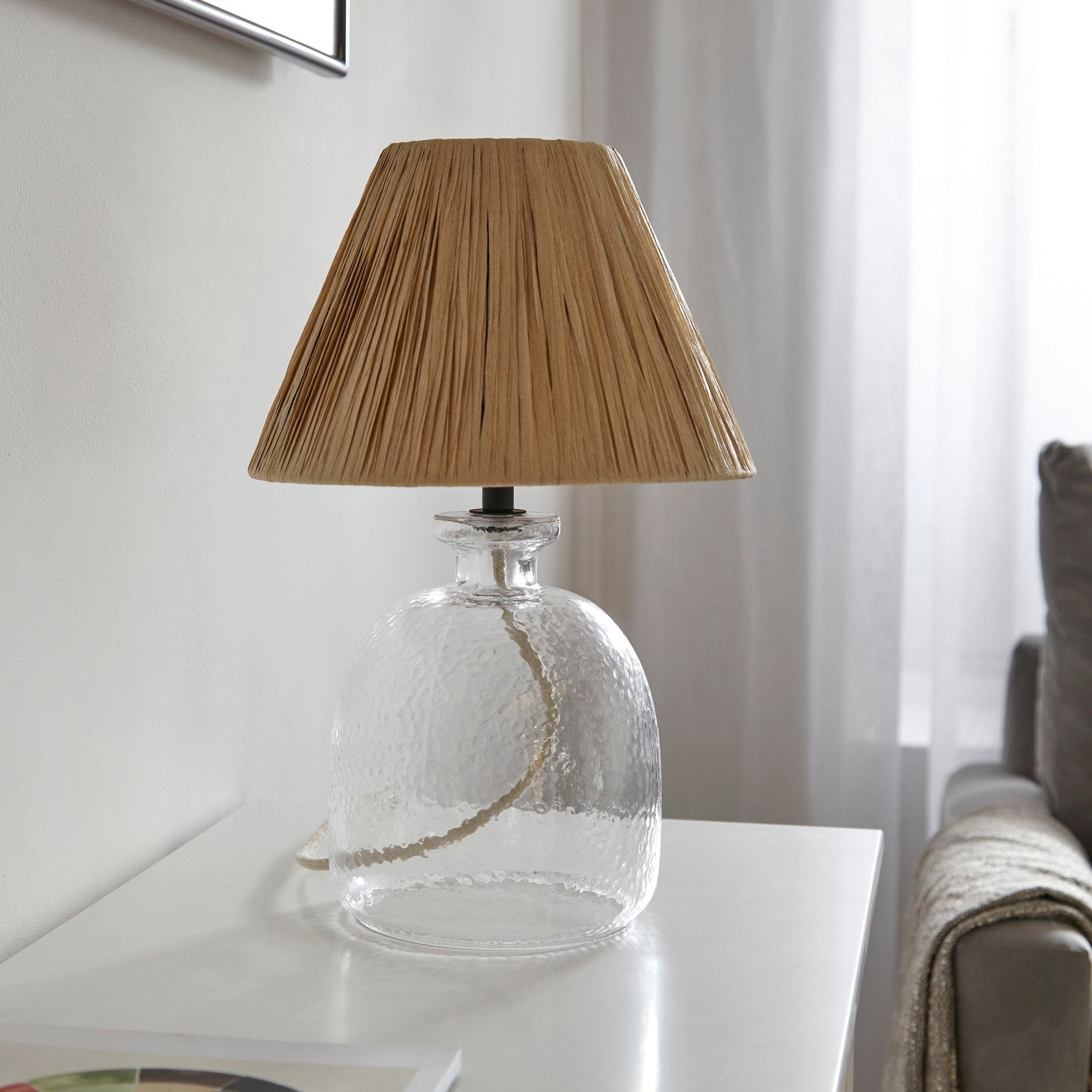 Lyra Table Lamp - Natural Raffia - hdesign - Table Lamps