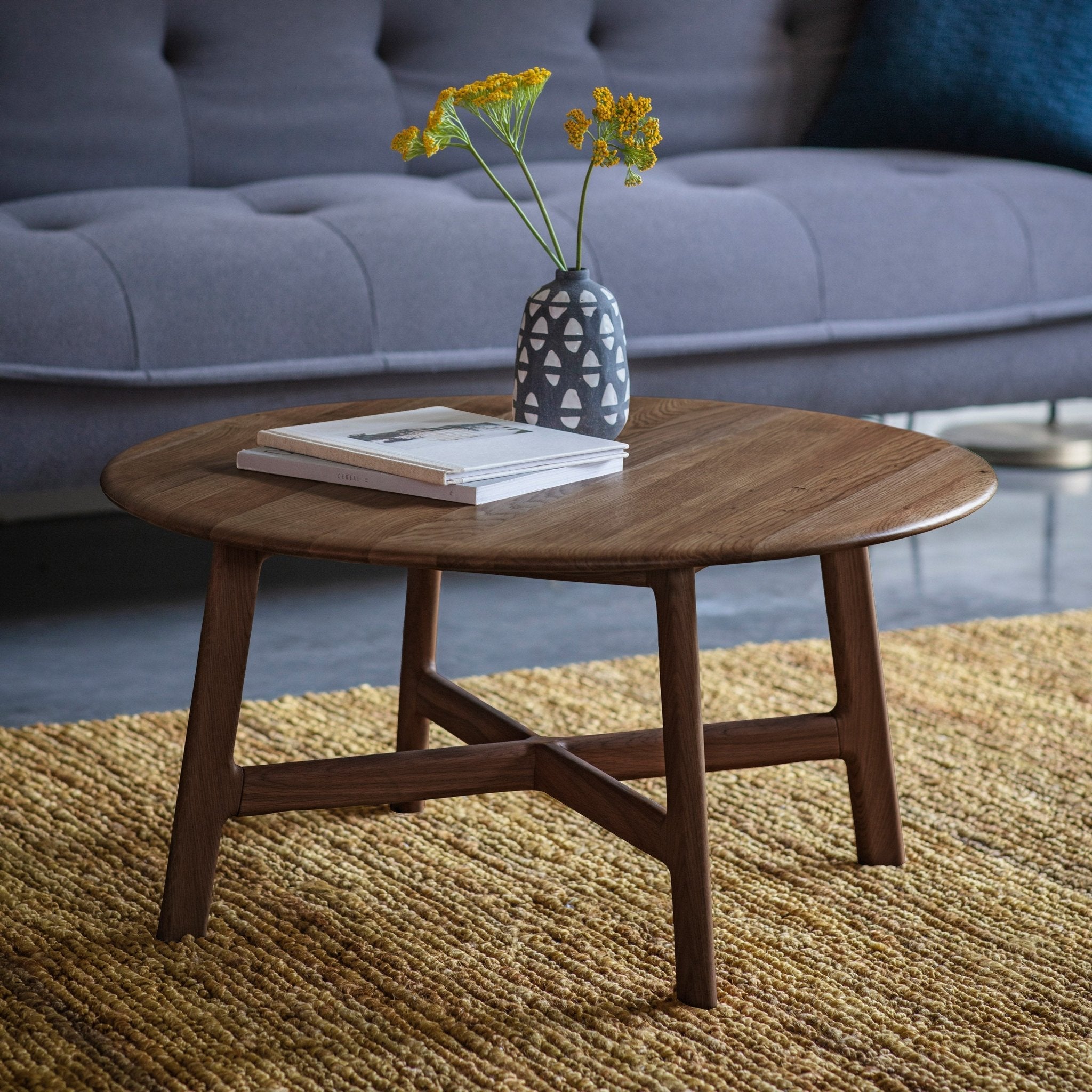 Madrid Round Coffee Table - Walnut - hdesign - Coffee Tables