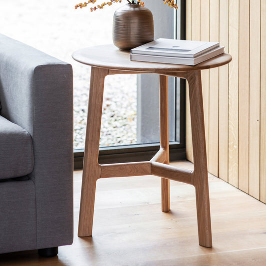 Madrid Round Side Table - Oak - hdesign - Side Tables