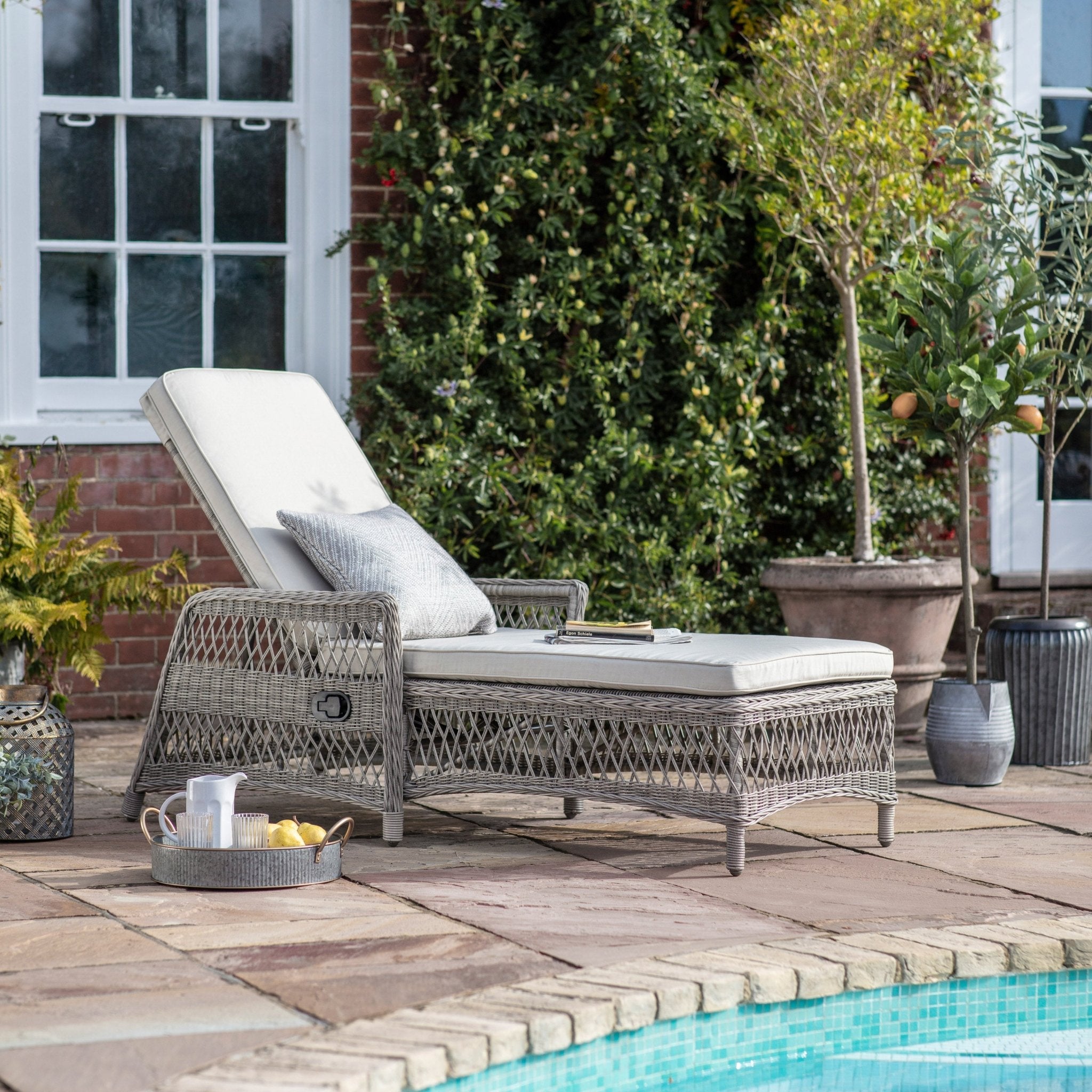Menton Country Lounger - Stone - hdesign - Sun Loungers