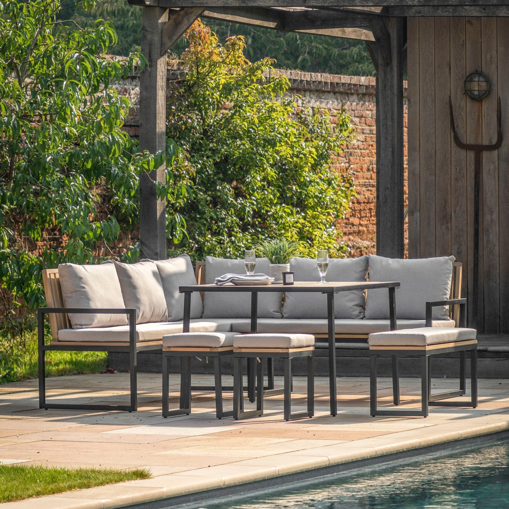 Naples Corner Dining Set - hdesign - Outdoor Dining Sets