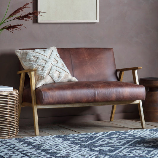 Neyland 2 Seater Sofa - Vintage Brown Leather - hdesign - 2 Seater Sofas
