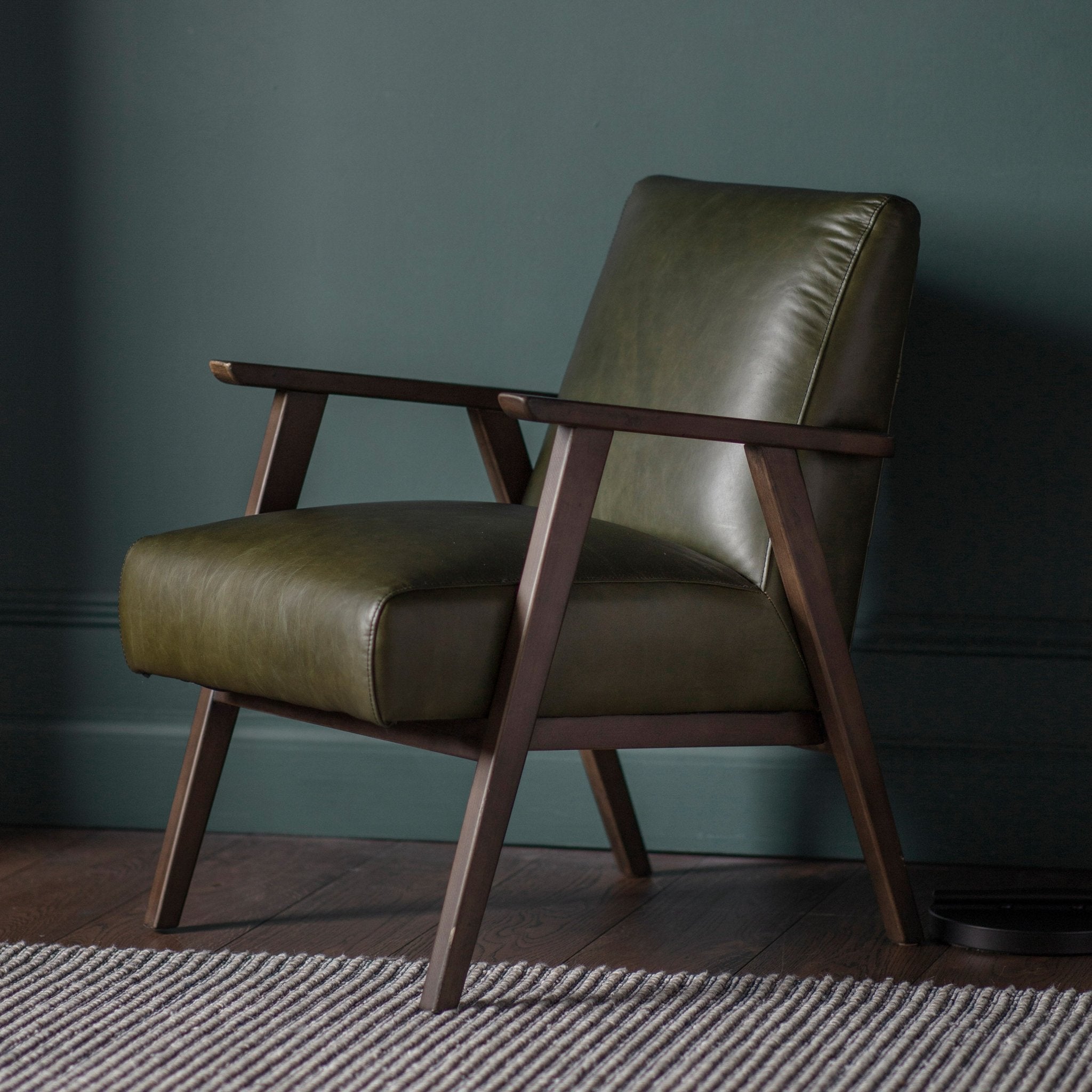Neyland Armchair - Heritage Green Leather - hdesign - Armchairs