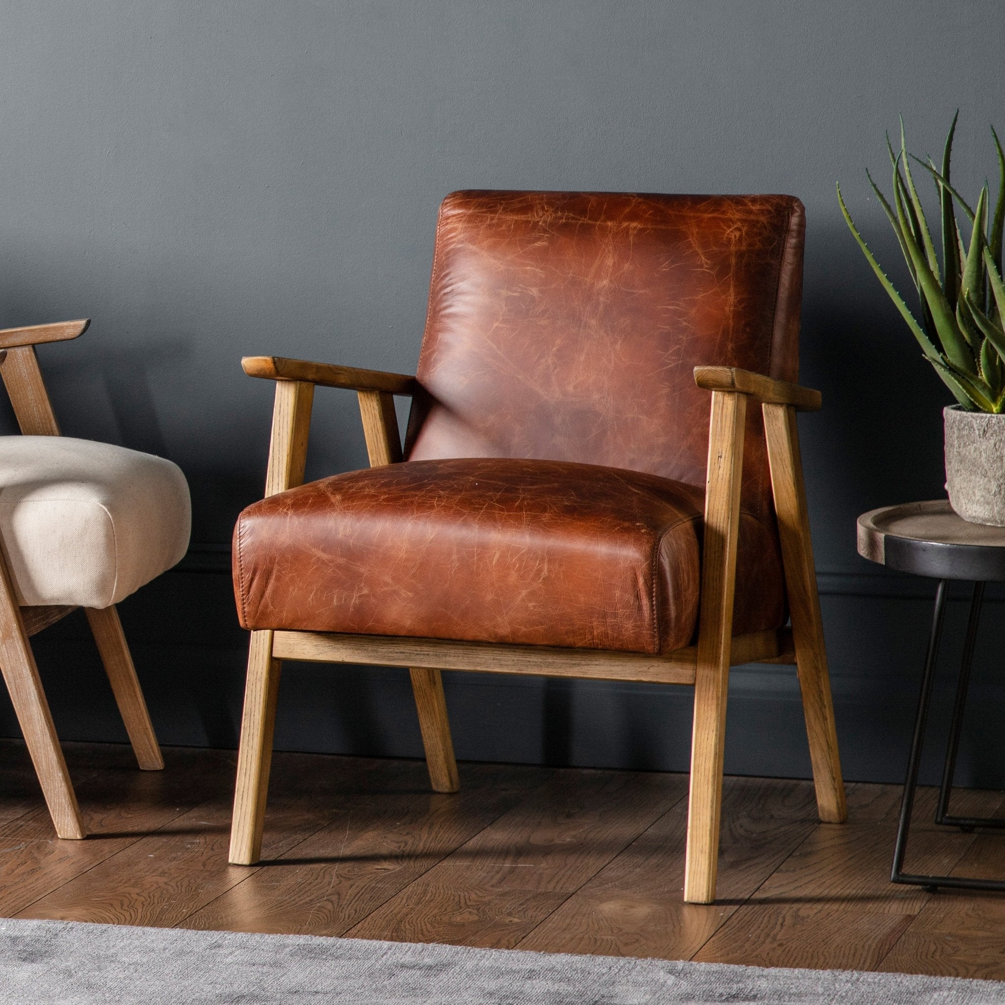 Neyland Armchair - Vintage Brown Leather - hdesign - Armchairs