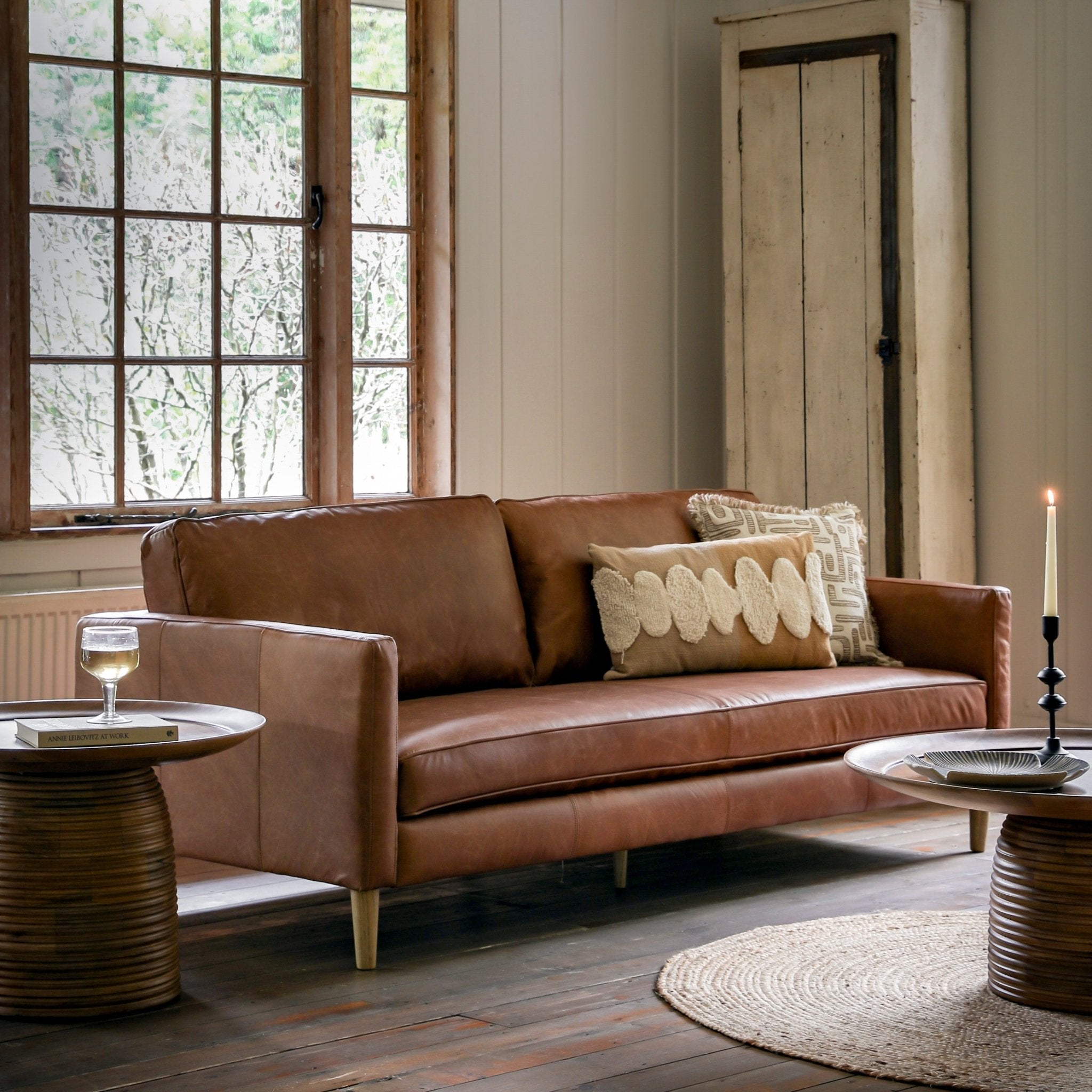 Osborne 3 Seater Sofa - Vintage Brown Leather - hdesign - 3 Seater Sofas