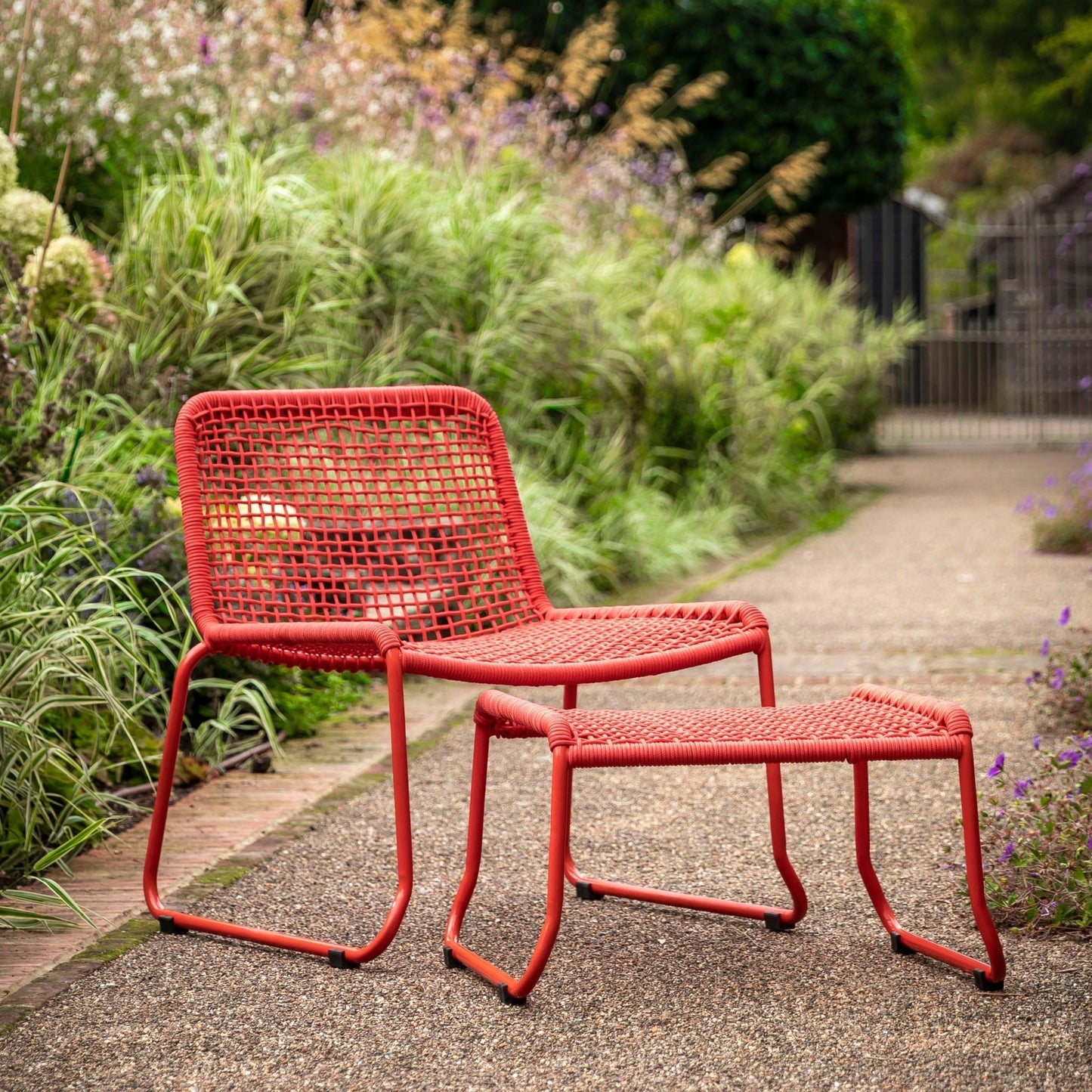 Sassano Lounge Chair with Footstool - Orange - hdesign - Outdoor Lounge Chairs