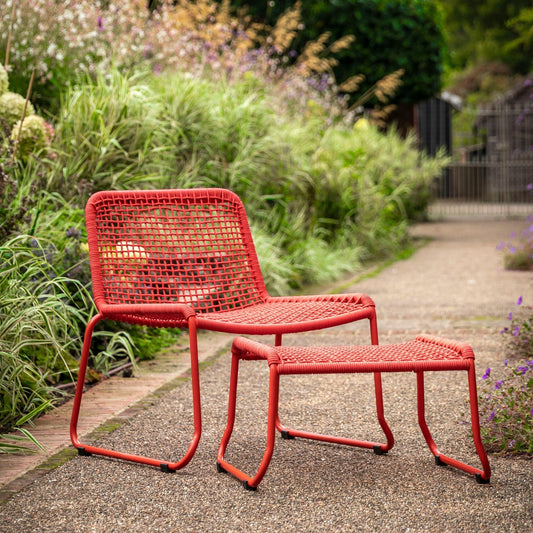 Sassano Lounge Chair with Footstool - Orange - hdesign - Outdoor Lounge Chairs