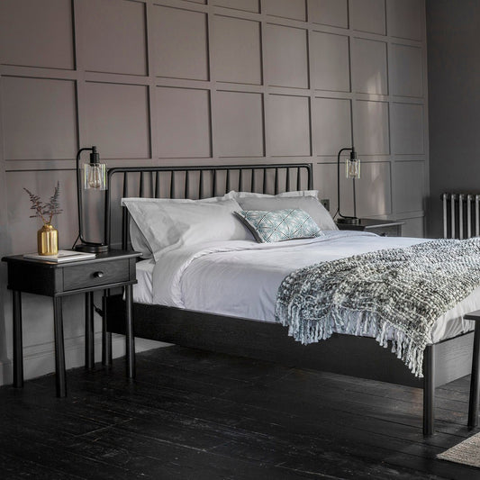 Wycombe Spindle Bed - Black - Double - hdesign - Double Bedframes