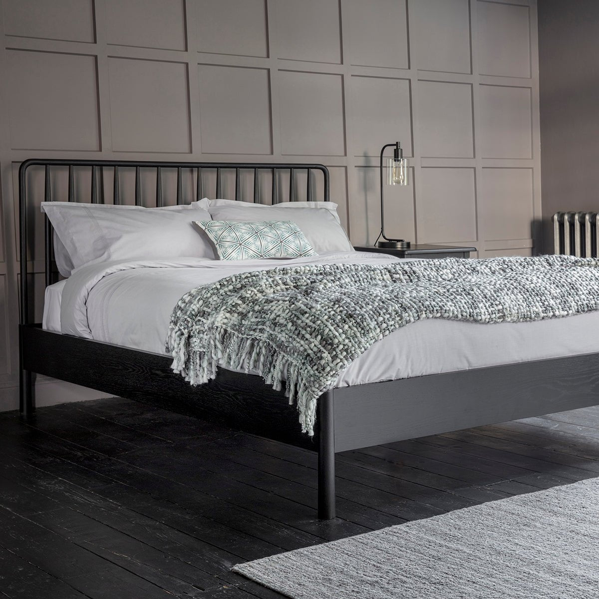 Wycombe Spindle Bed - Black - King - hdesign - Kingsize Bedframes